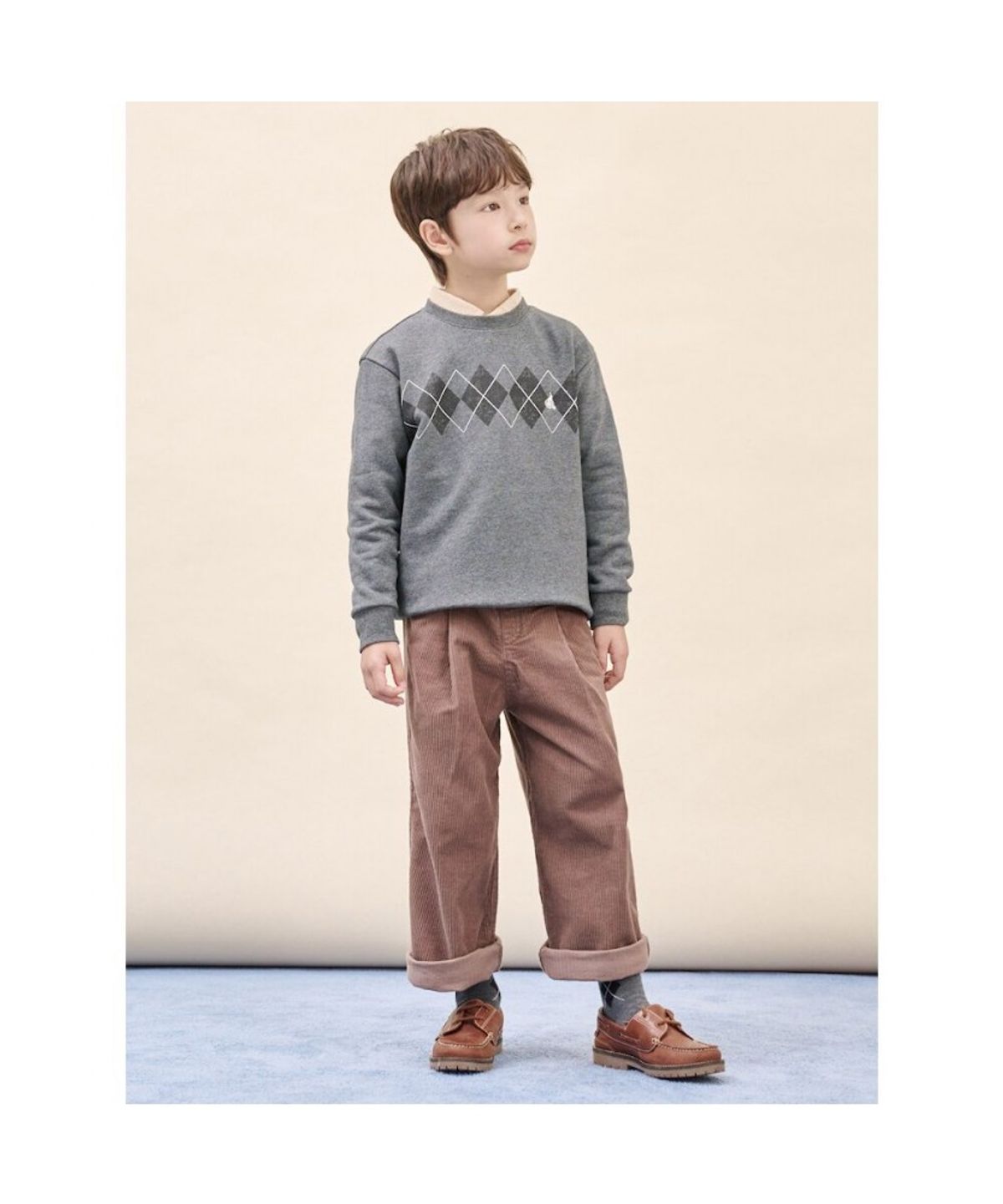 빈폴 키즈(BEANPOLE KIDS) 아가일 그래픽 스웨트 셔츠  애쉬 (BI5941U024)