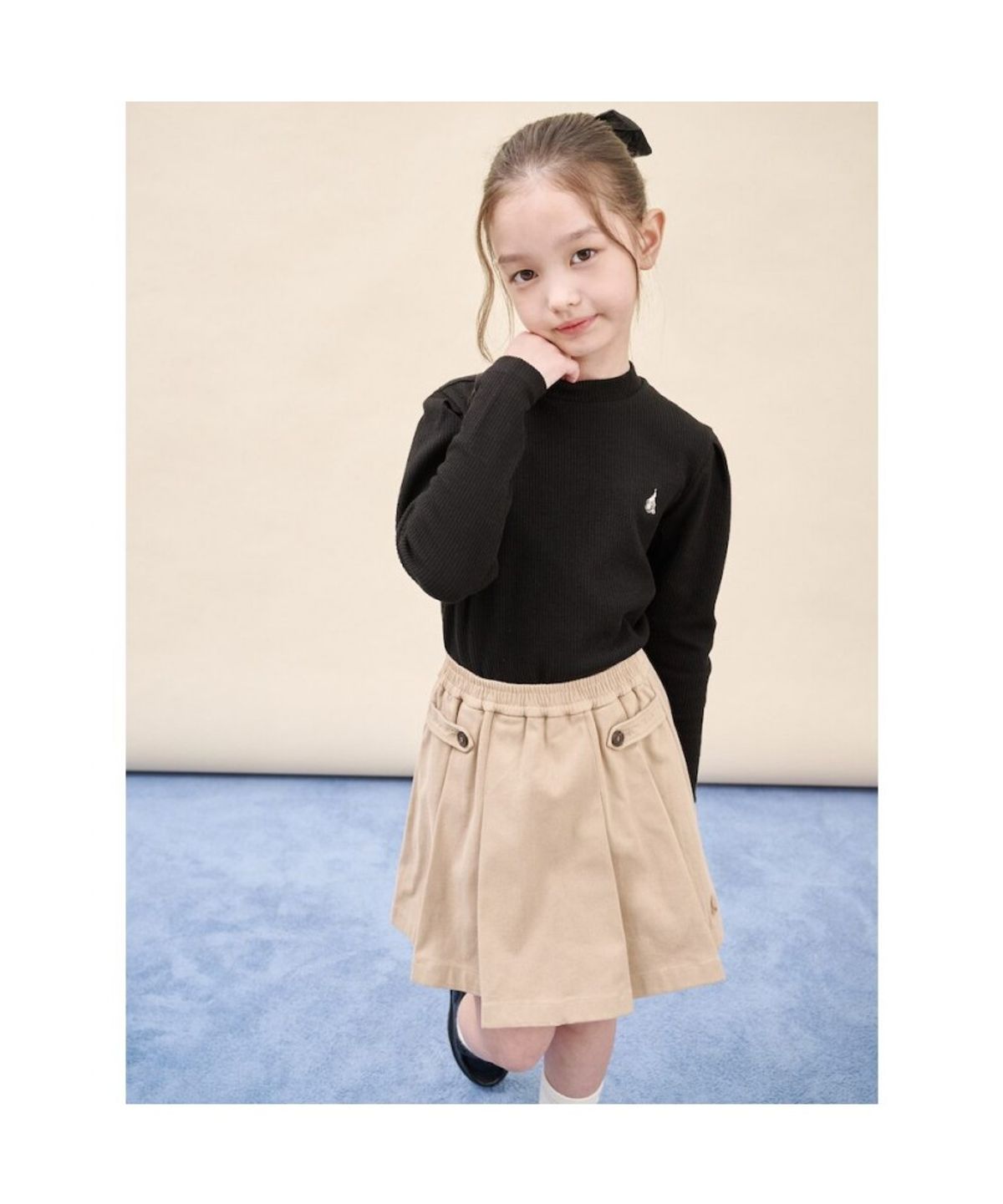 빈폴 키즈(BEANPOLE KIDS) 여아 클래식 골지 티셔츠  블랙 (BI5941G015)