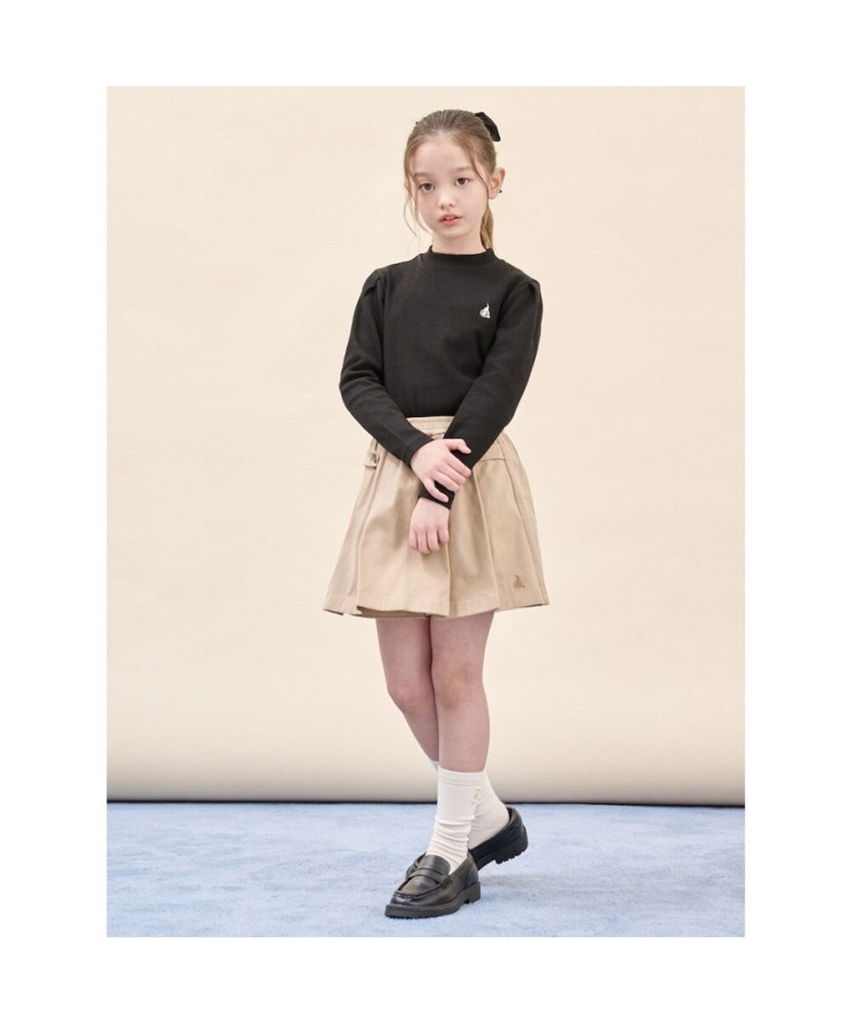 빈폴 키즈(BEANPOLE KIDS) 여아 클래식 골지 티셔츠  블랙 (BI5941G015)
