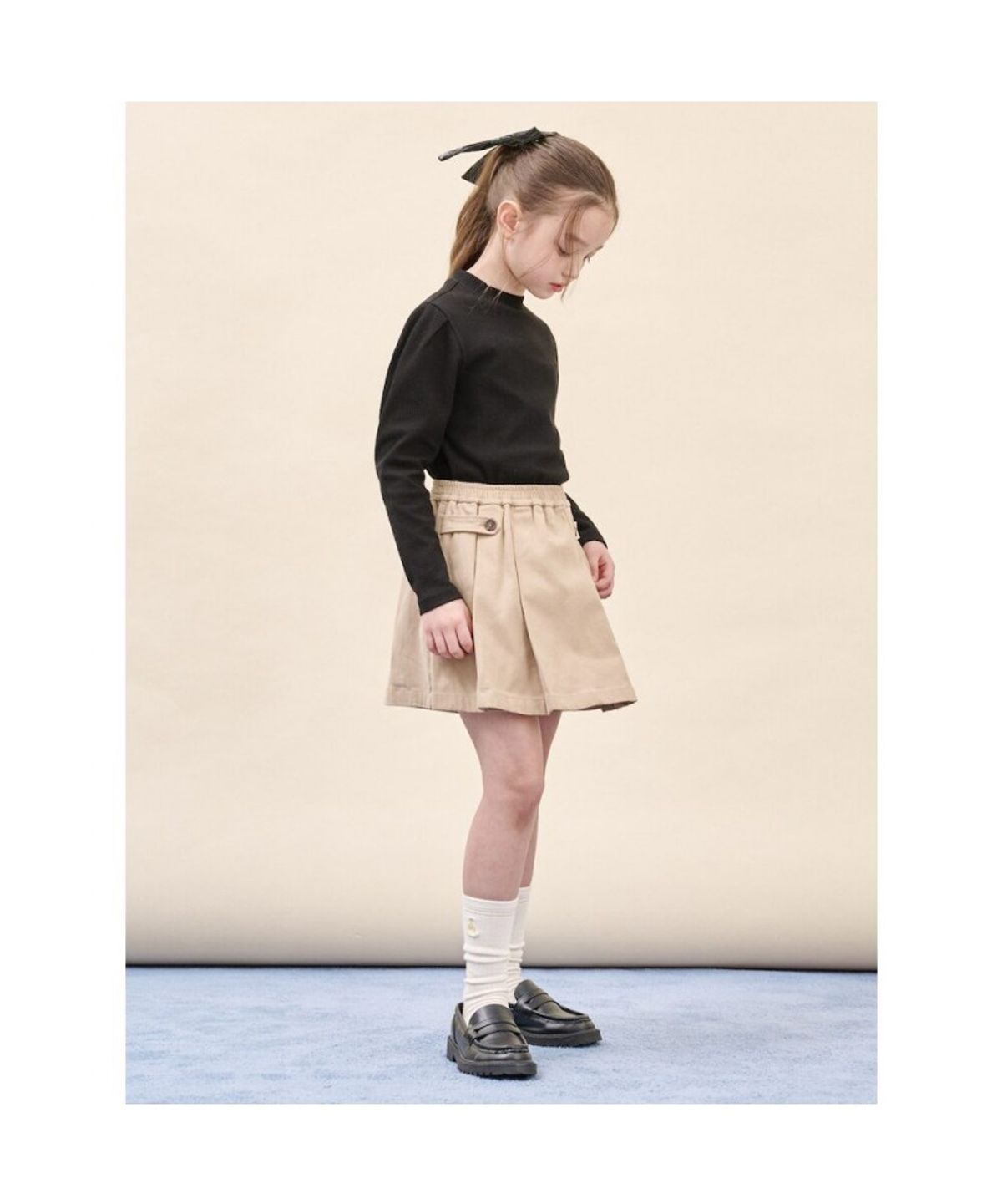 빈폴 키즈(BEANPOLE KIDS) 여아 클래식 골지 티셔츠  블랙 (BI5941G015)