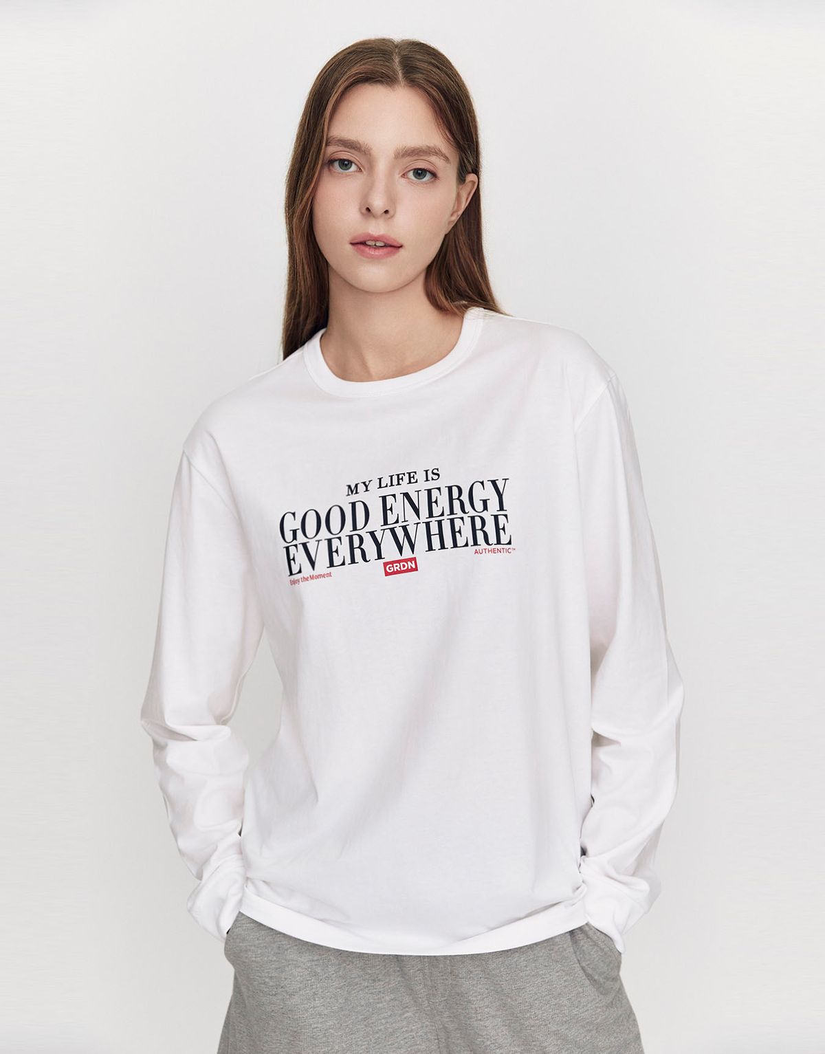 지오다노(GIORDANO) 루즈핏 그래픽 긴팔티(링거/GDRN) 395914 [6color]