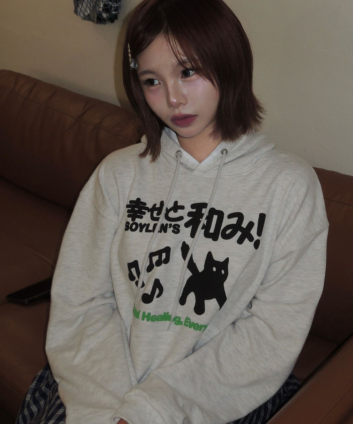 소이렌(SOYLEN) 힐링 캣 후디 (라이트 그레이)