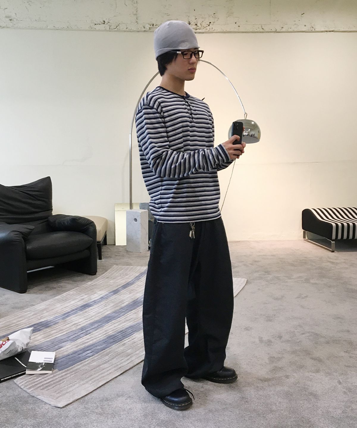 인템포무드(INTEMPOMOOD) 써니 스트라이프 롱슬리브_네이비