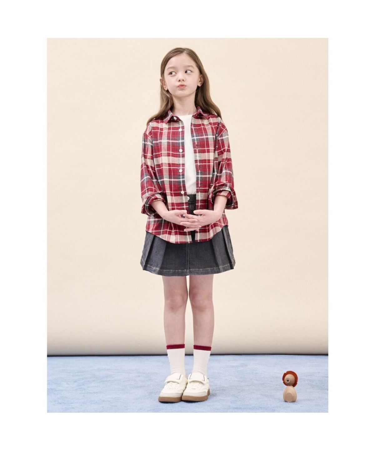 빈폴 키즈(BEANPOLE KIDS) [Essential] 약기모 체크 셔츠  레드 (BI5964UE26)