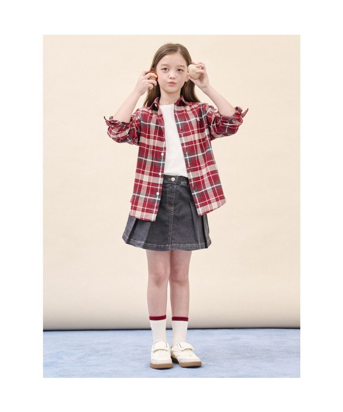 빈폴 키즈(BEANPOLE KIDS) [Essential] 약기모 체크 셔츠  레드 (BI5964UE26)