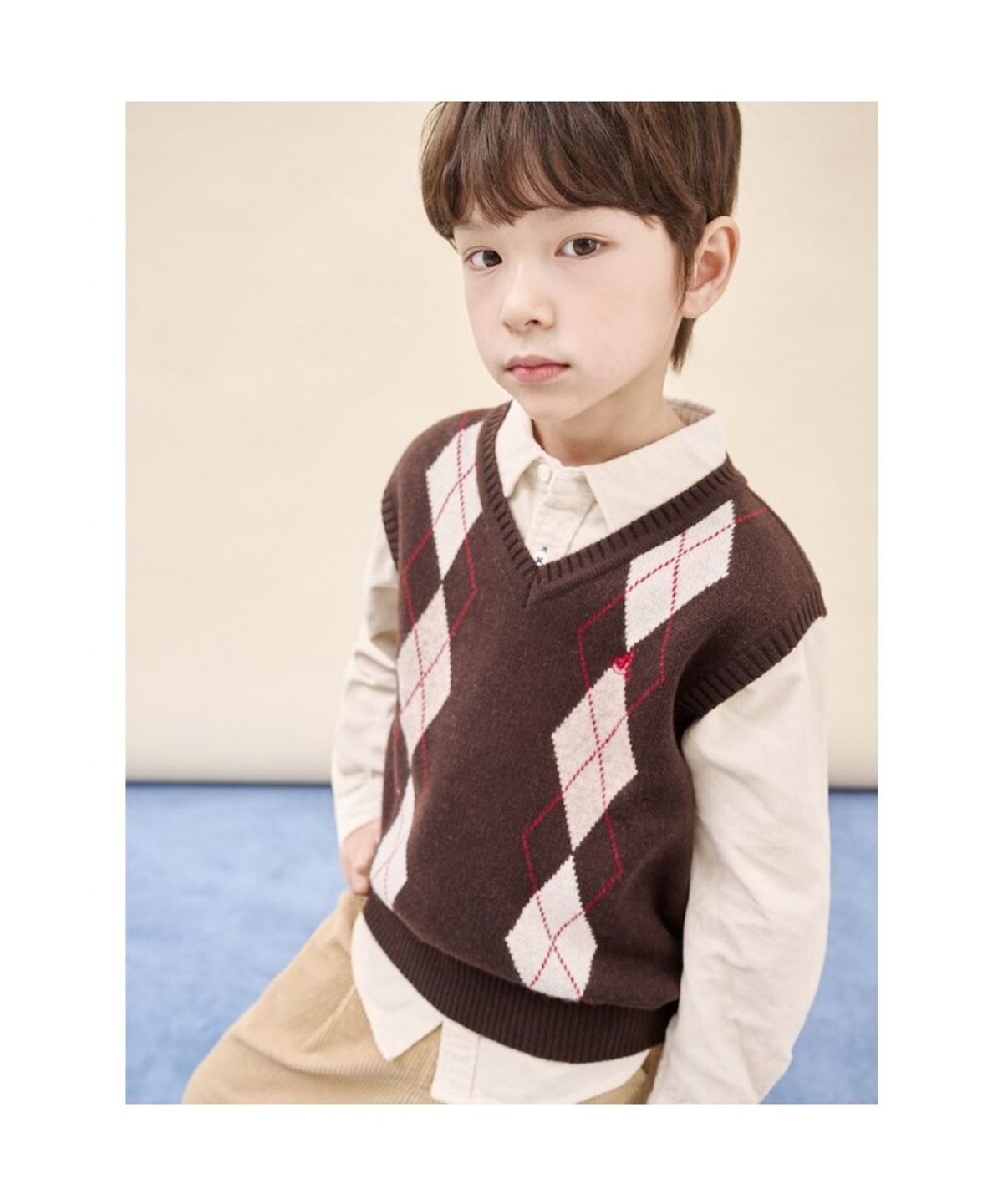빈폴 키즈(BEANPOLE KIDS) 아가일 베스트  브라운 (BI5951U01D)