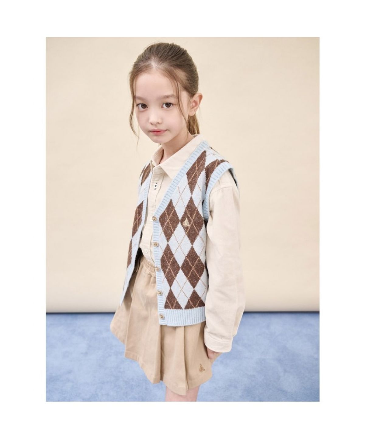 빈폴 키즈(BEANPOLE KIDS) 여아 아가일 오픈형 베스트  스카이 블루 (BI5951G01Q)