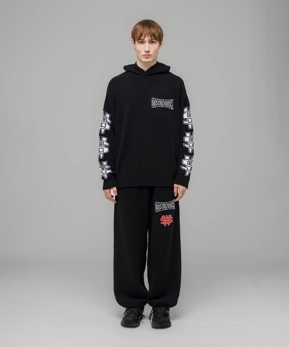032씨(032C) (U) 원 달러 빌 니트 후디 블랙 ONE DOLLAR BILL KNIT HOODIE BLACK