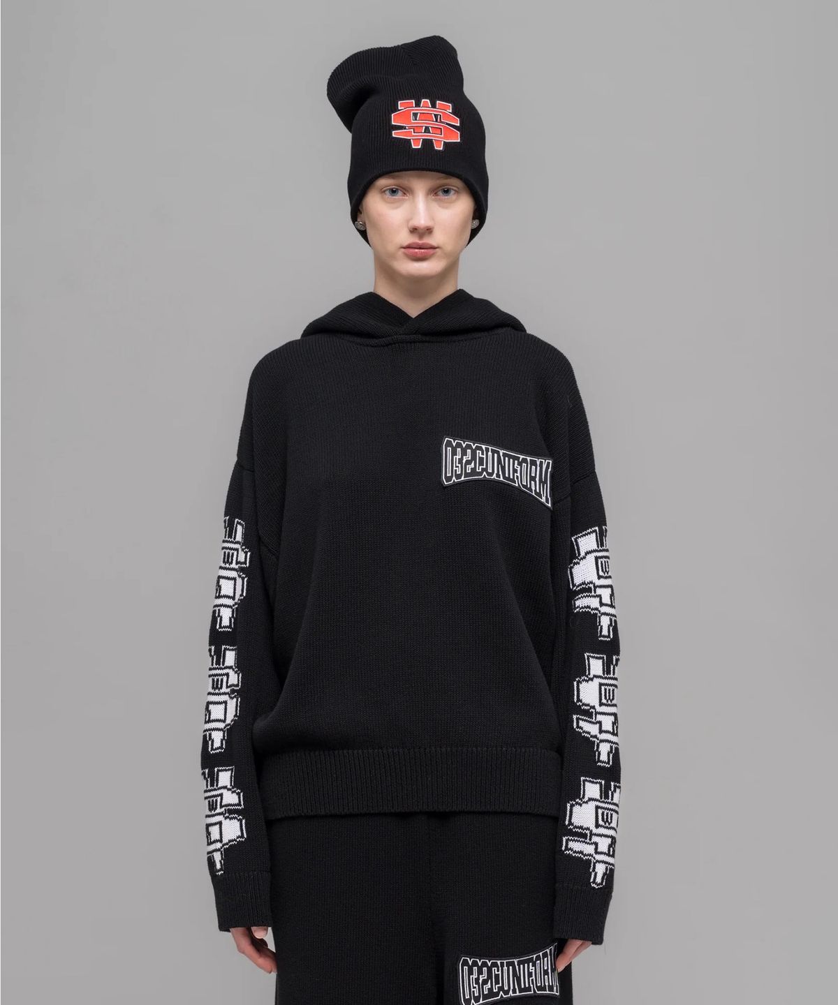 032씨(032C) (U) 원 달러 빌 니트 후디 블랙 ONE DOLLAR BILL KNIT HOODIE BLACK