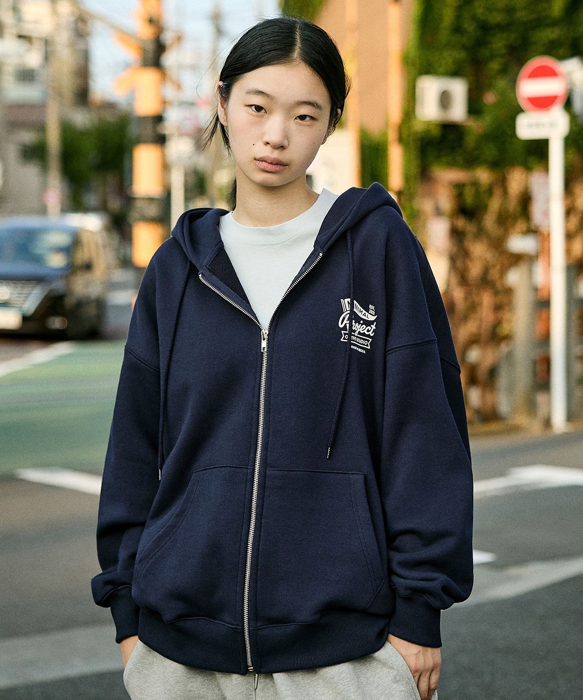 미니멀프로젝트(MINIMALPROJECT) 컴포트 오버핏 후드집업 MZT116-Z [NAVY]