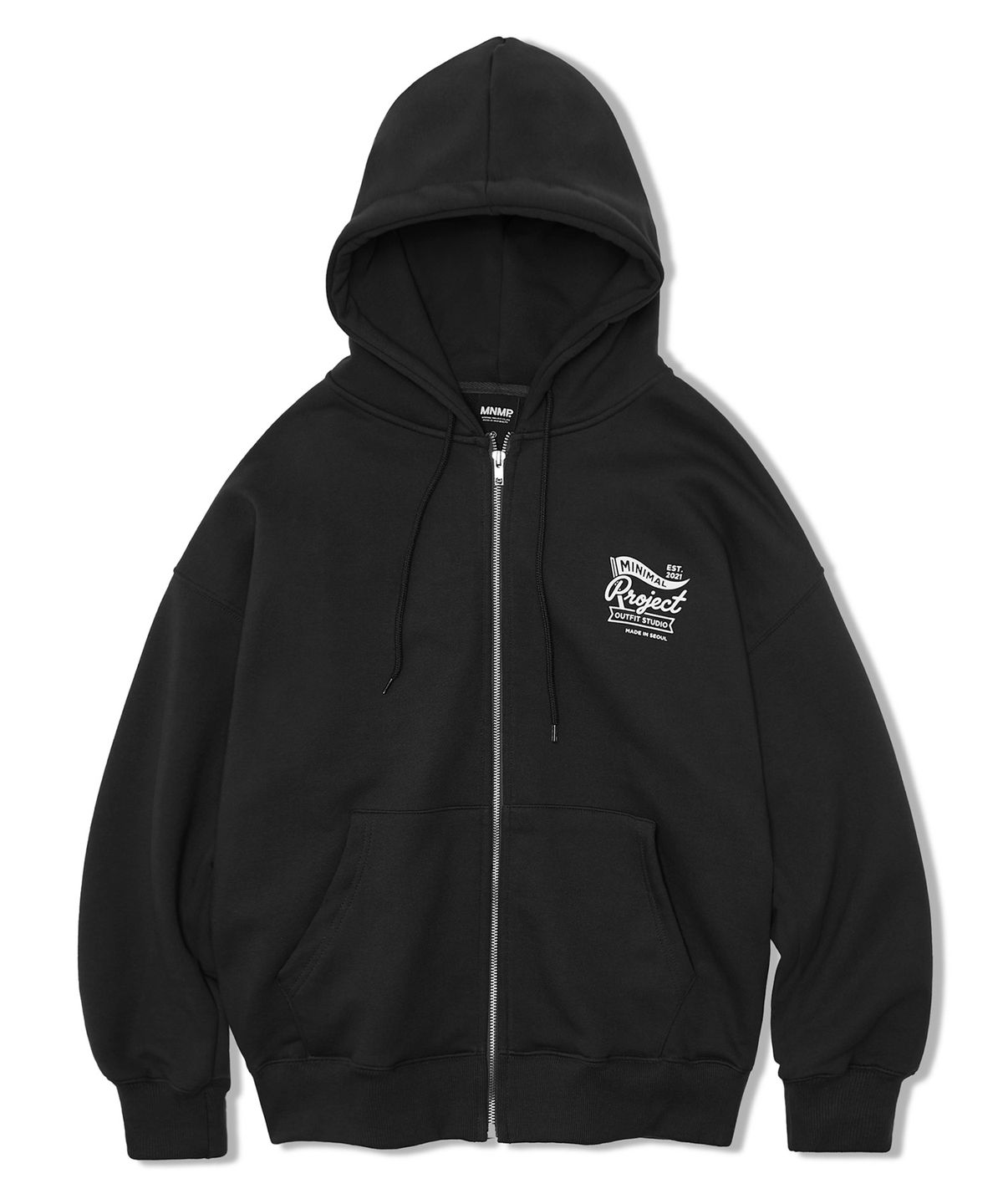 미니멀프로젝트(MINIMALPROJECT) 컴포트 오버핏 후드집업 MZT116-Z [BLACK]