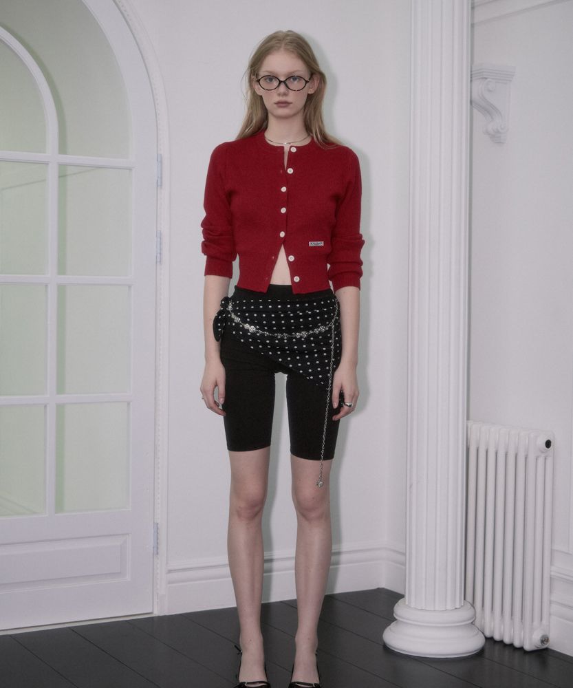 MUSINSA公式 | ROSÉ FRANTZ Soft Nut Button Cardigan [Red]
