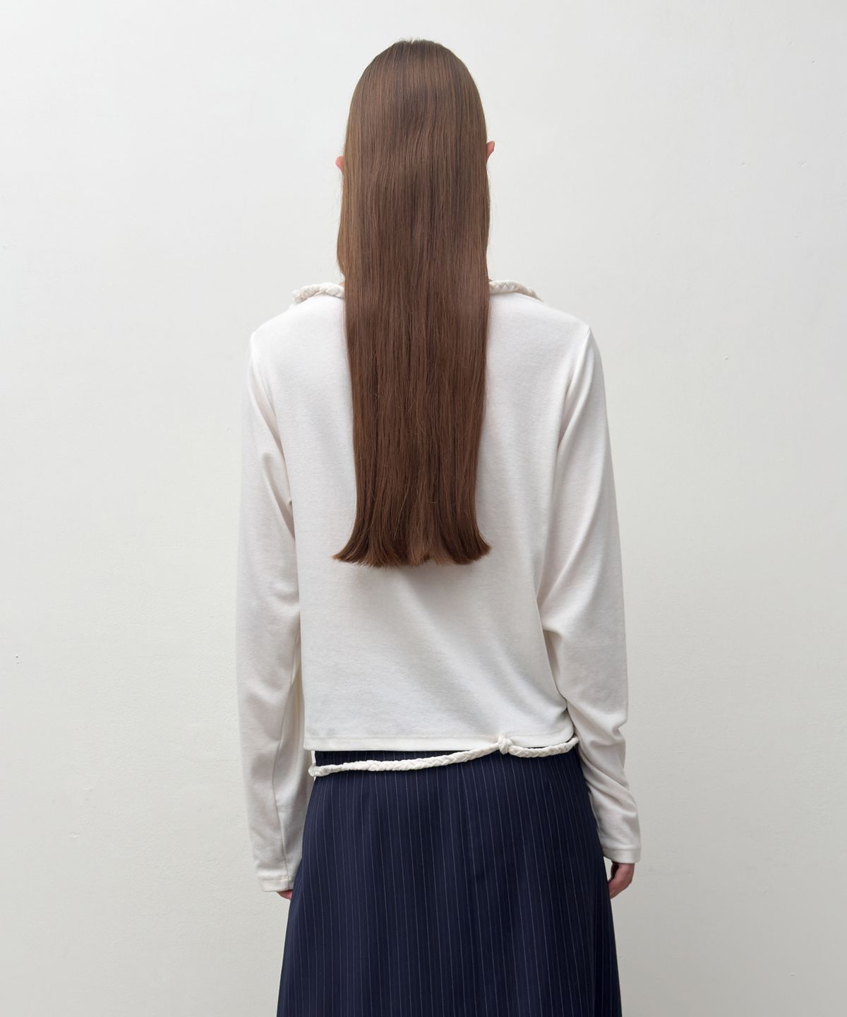 다이애그널(DIAGONAL) BRAID STRING TOP (ivory)