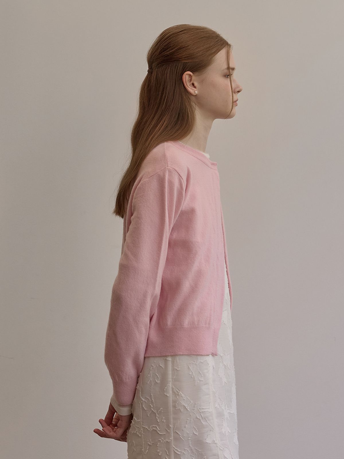 비뮤즈맨션(BEMUSE MANSION) Camelia knit cardigan - Pink