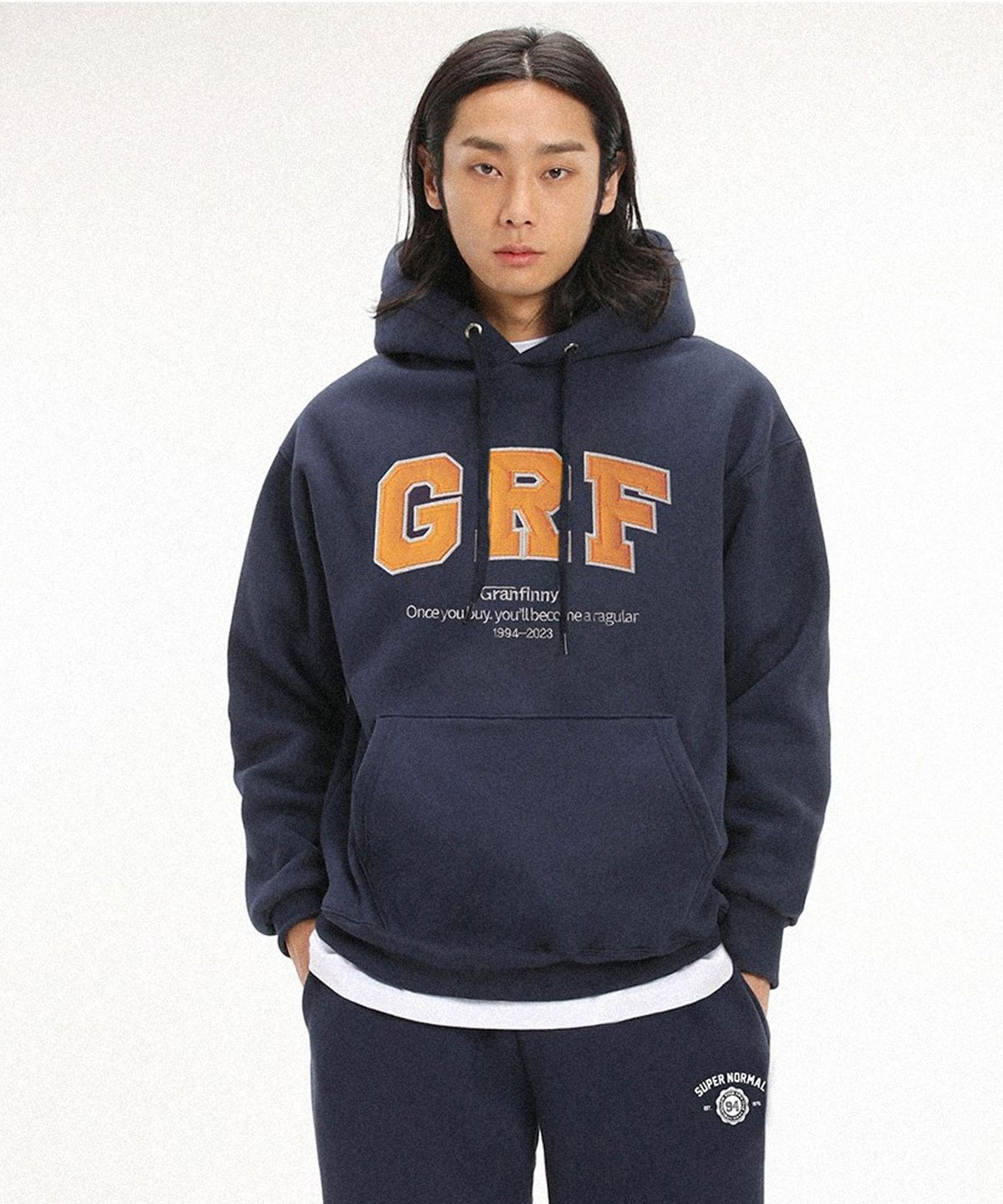 그랜피니(GRANFINNY) GRF 크루넥 후드 티셔츠- 네이비