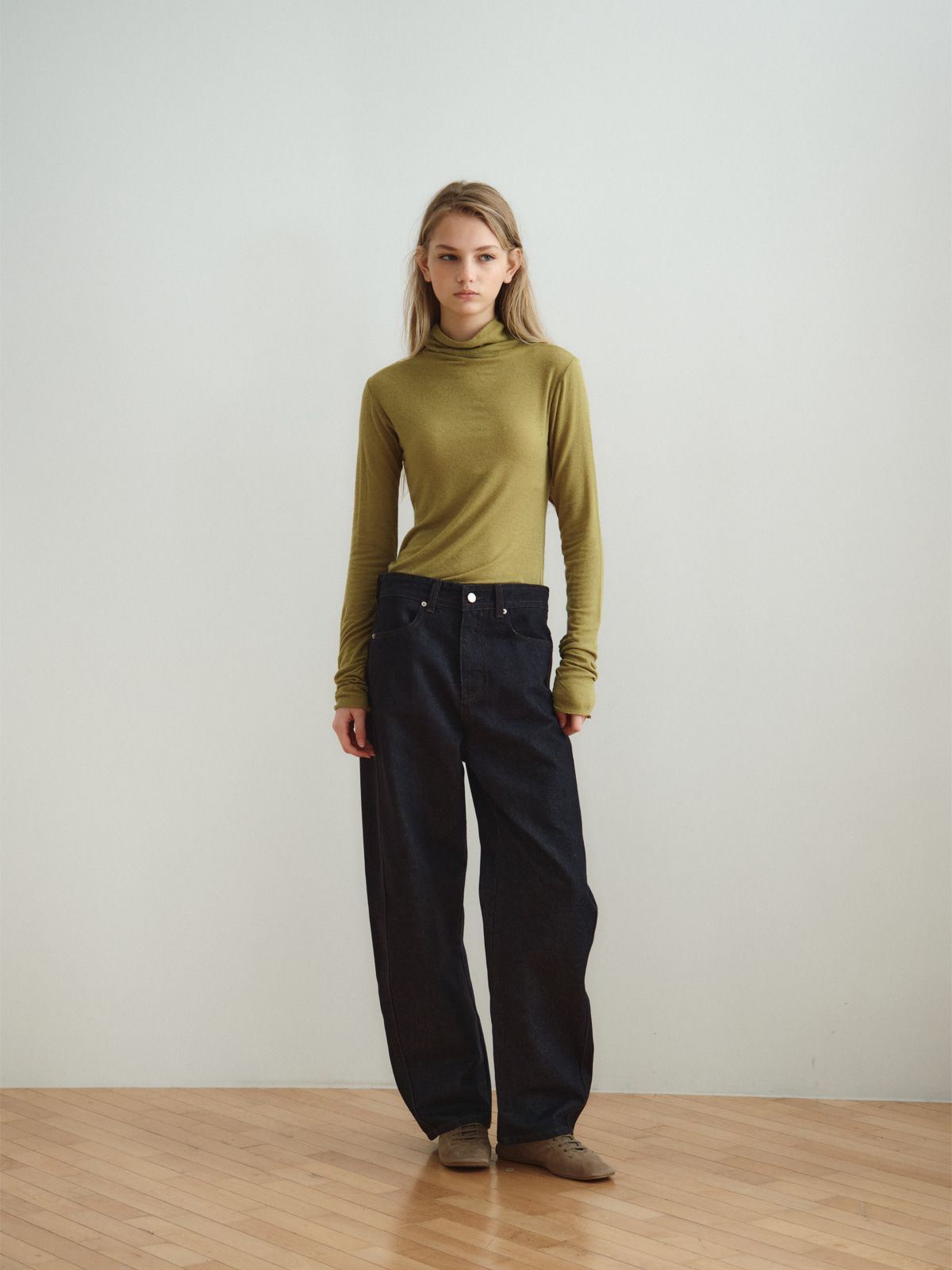 리플레인(REPLAIN) SOFT WOOL JERSEY TOP_OLIVE