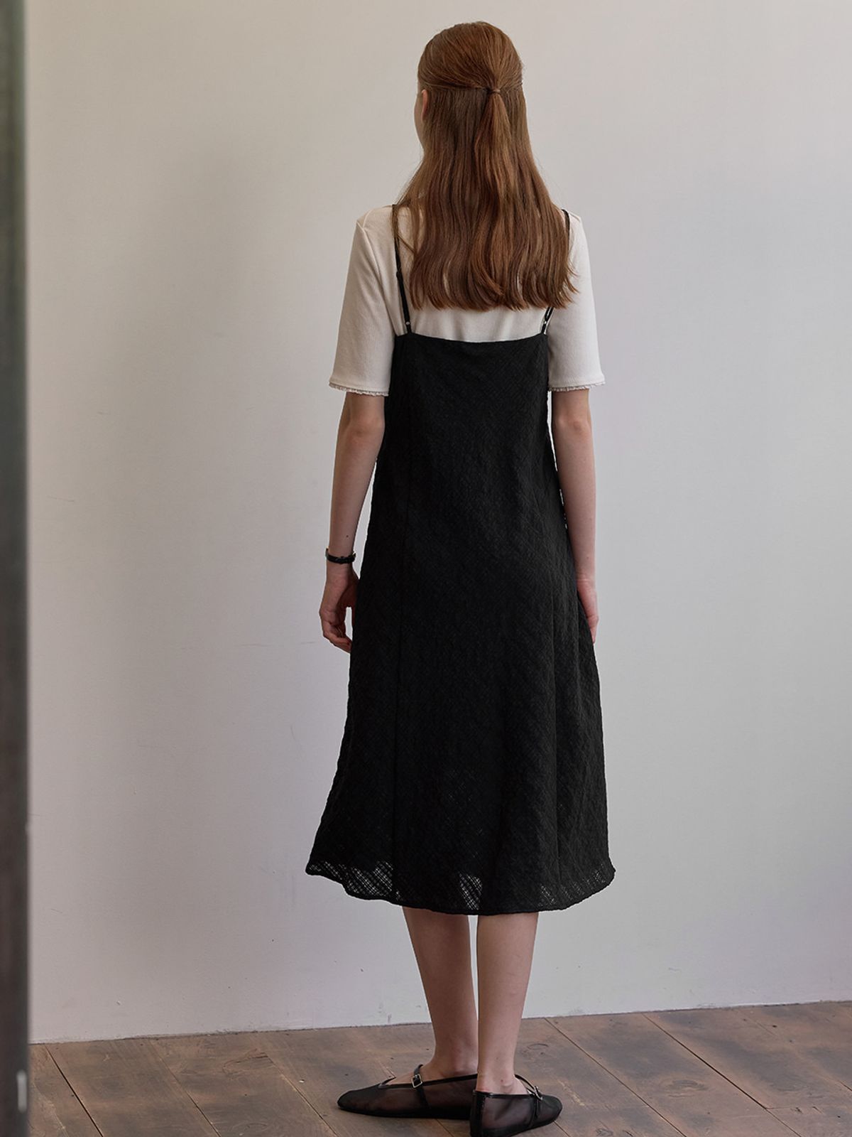 비뮤즈맨션(BEMUSE MANSION) Bias check layered dress - Black
