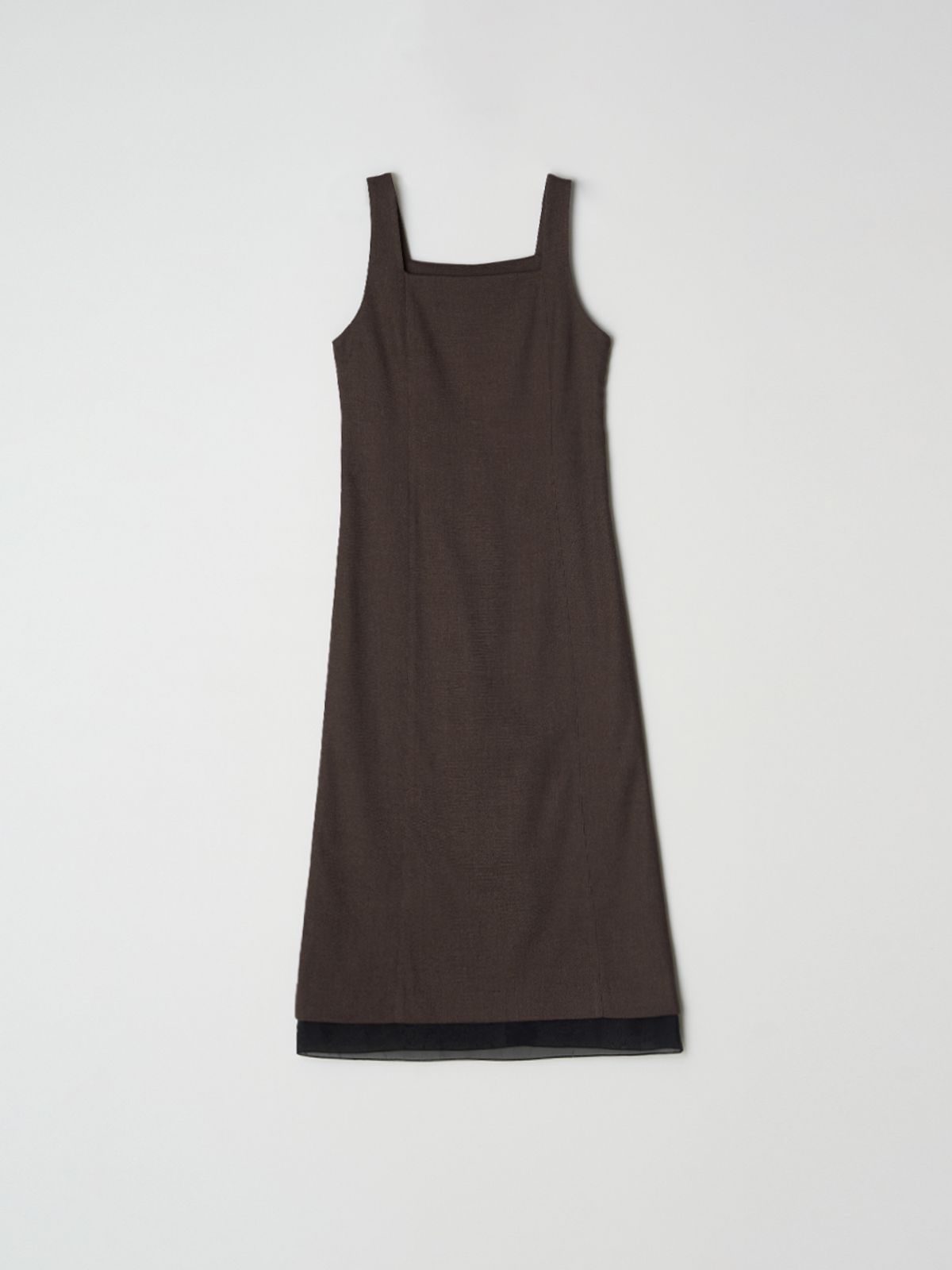비뮤즈맨션(BEMUSE MANSION) Hem line sheer patch dress - Brown