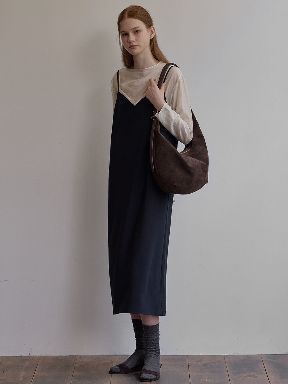 비뮤즈맨션(BEMUSE MANSION) Combination layered dress - Navy