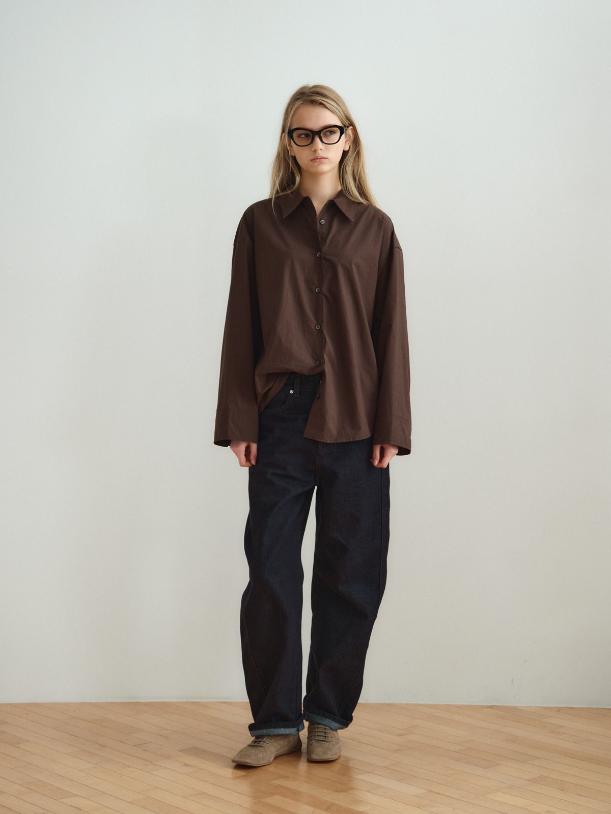 리플레인(REPLAIN) RELAXED COTTON SHIRT_DARK BROWN