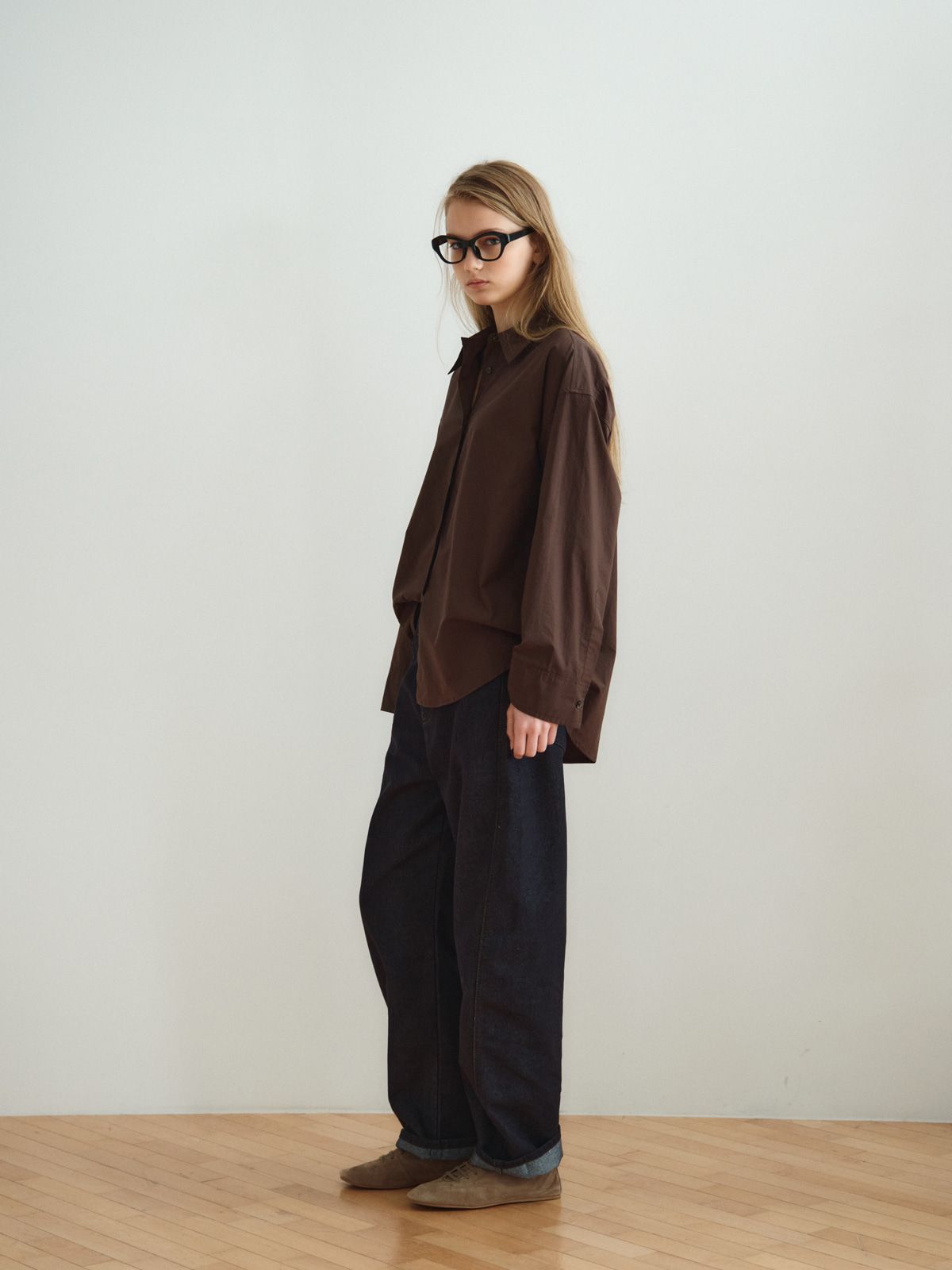 리플레인(REPLAIN) RELAXED COTTON SHIRT_DARK BROWN