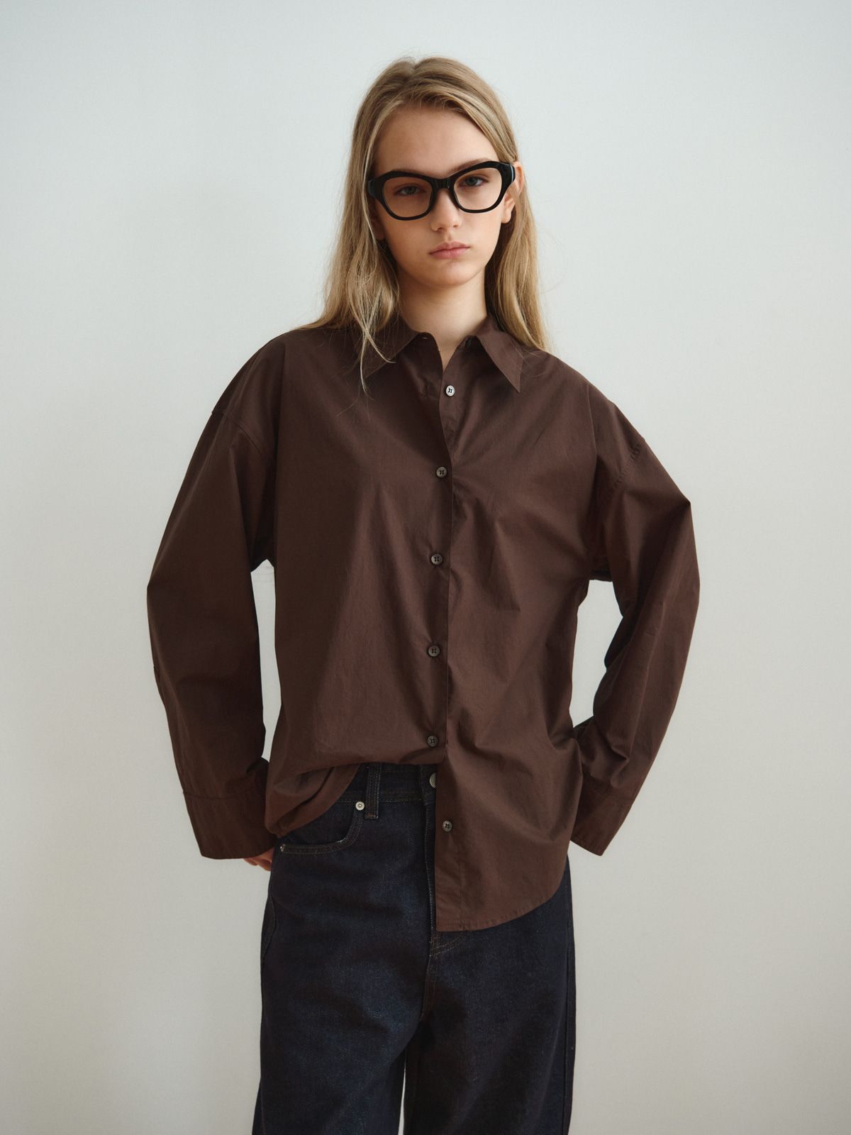 리플레인(REPLAIN) RELAXED COTTON SHIRT_DARK BROWN