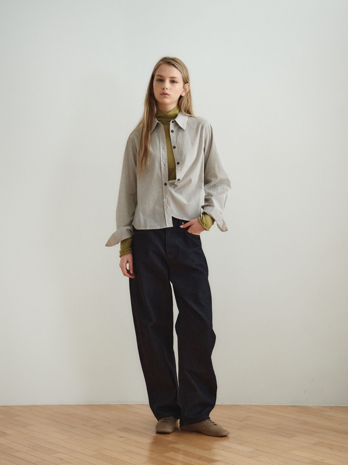 리플레인(REPLAIN) CURVED DENIM PANTS_DARK NAVY