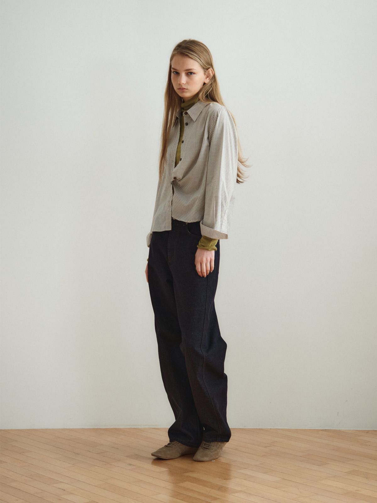 리플레인(REPLAIN) CURVED DENIM PANTS_DARK NAVY