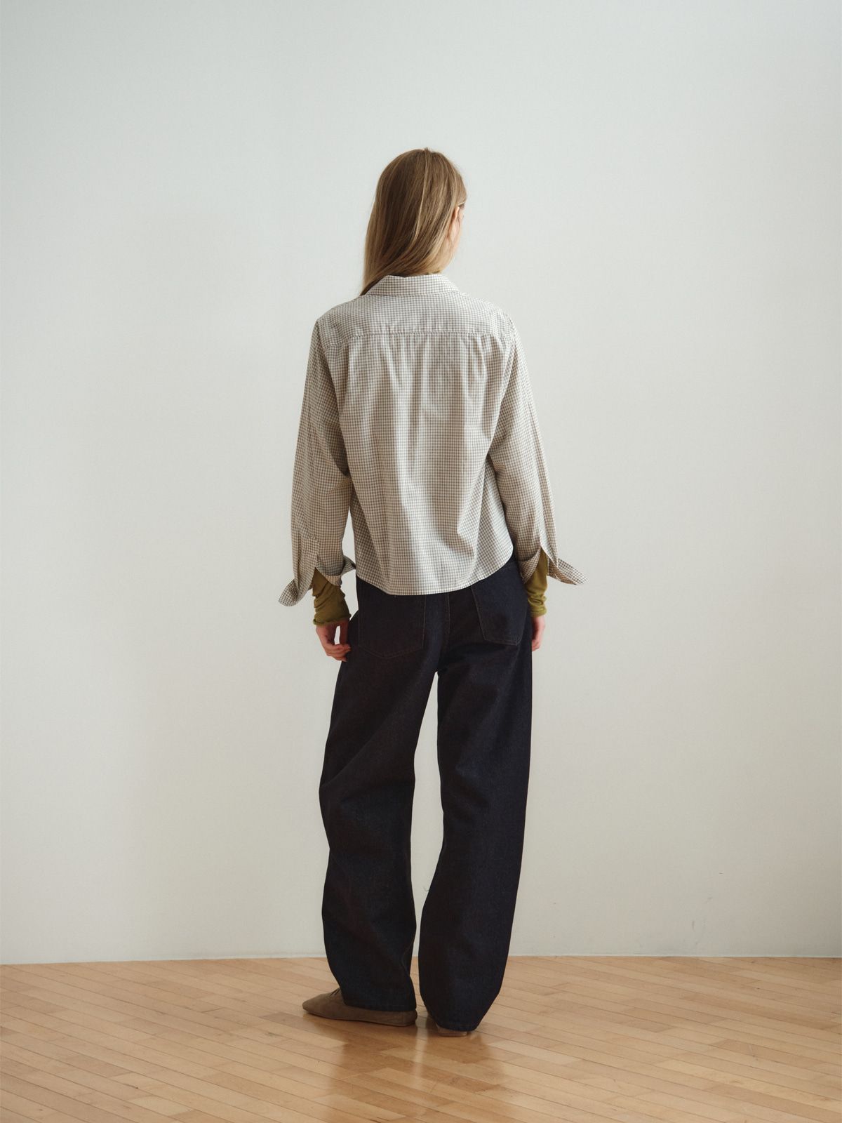리플레인(REPLAIN) CURVED DENIM PANTS_DARK NAVY