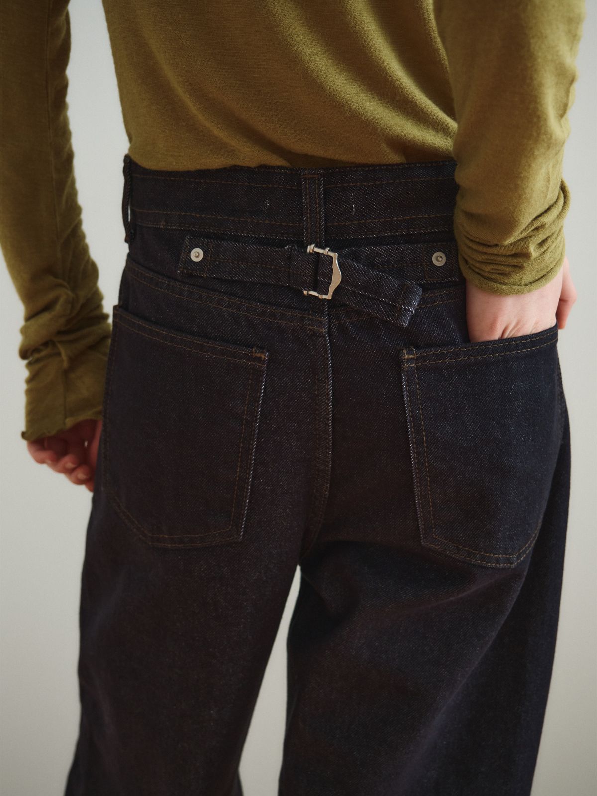 리플레인(REPLAIN) CURVED DENIM PANTS_DARK NAVY