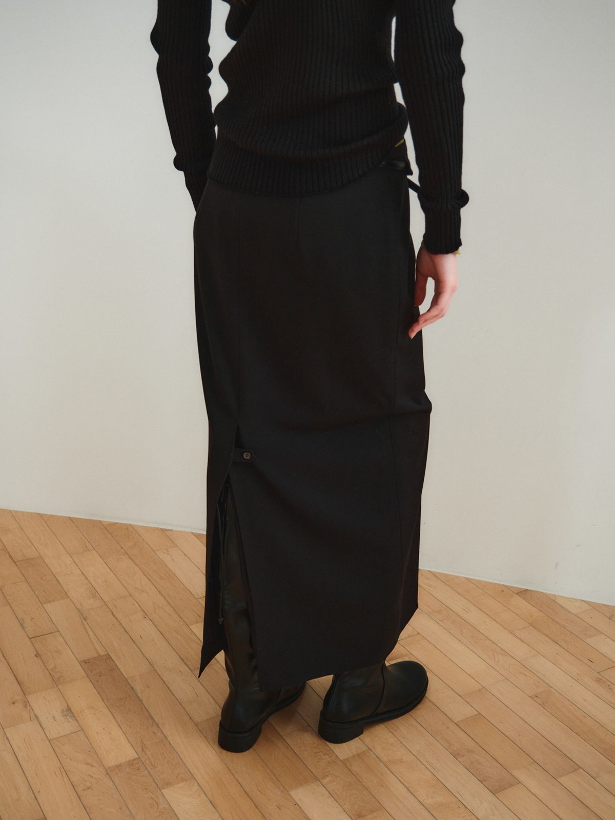 리플레인(REPLAIN) MAXI LONG SKIRT_BLACK