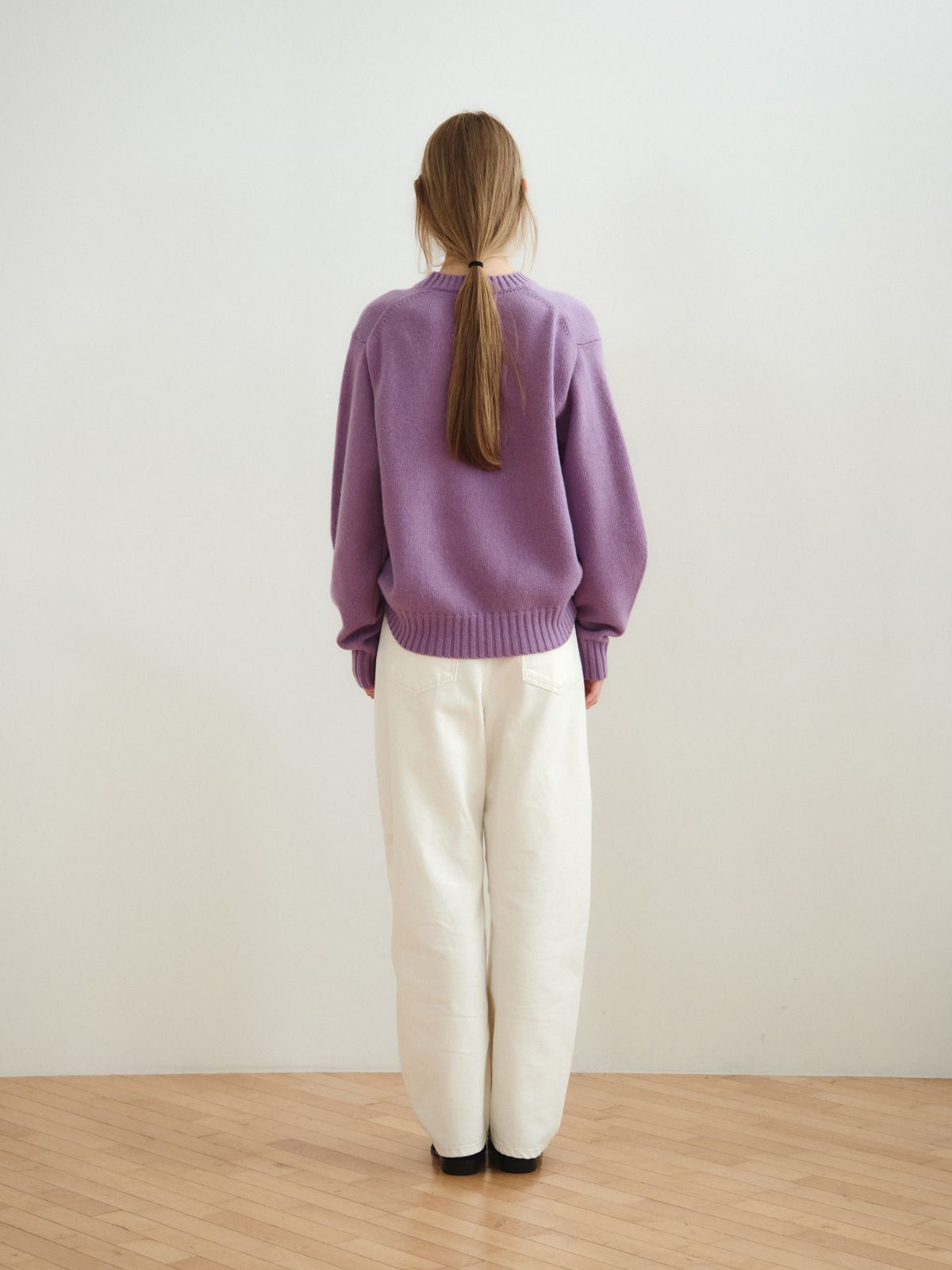 리플레인(REPLAIN) CASHMERE BLEND ROUND TOP_PURPLE