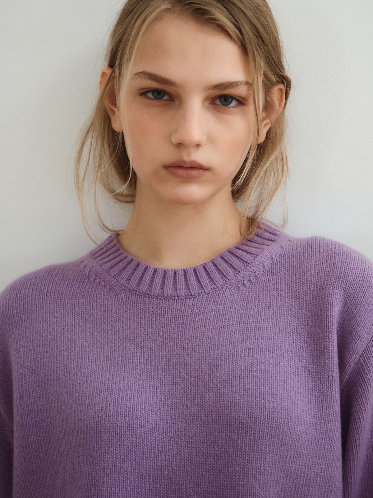리플레인(REPLAIN) CASHMERE BLEND ROUND TOP_PURPLE