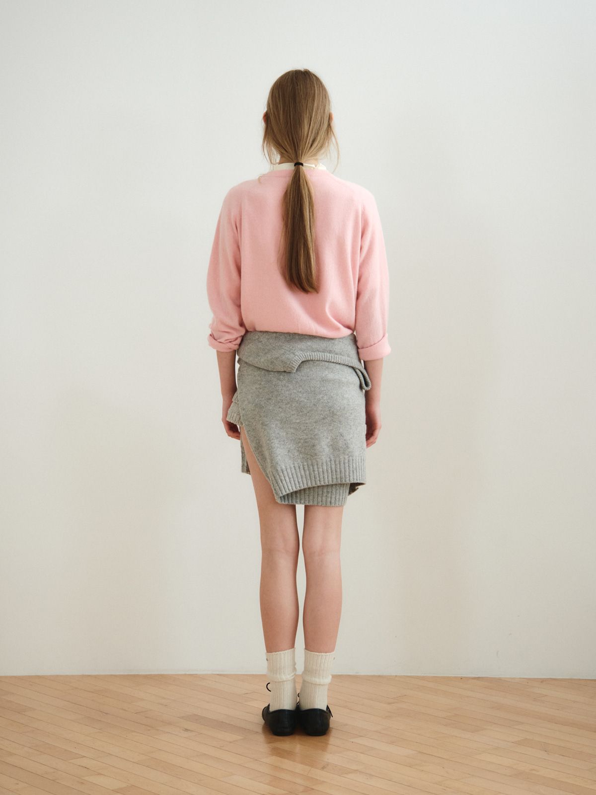리플레인(REPLAIN) CASHMERE BLEND ROUND CARDIGAN_LIGHT PINK