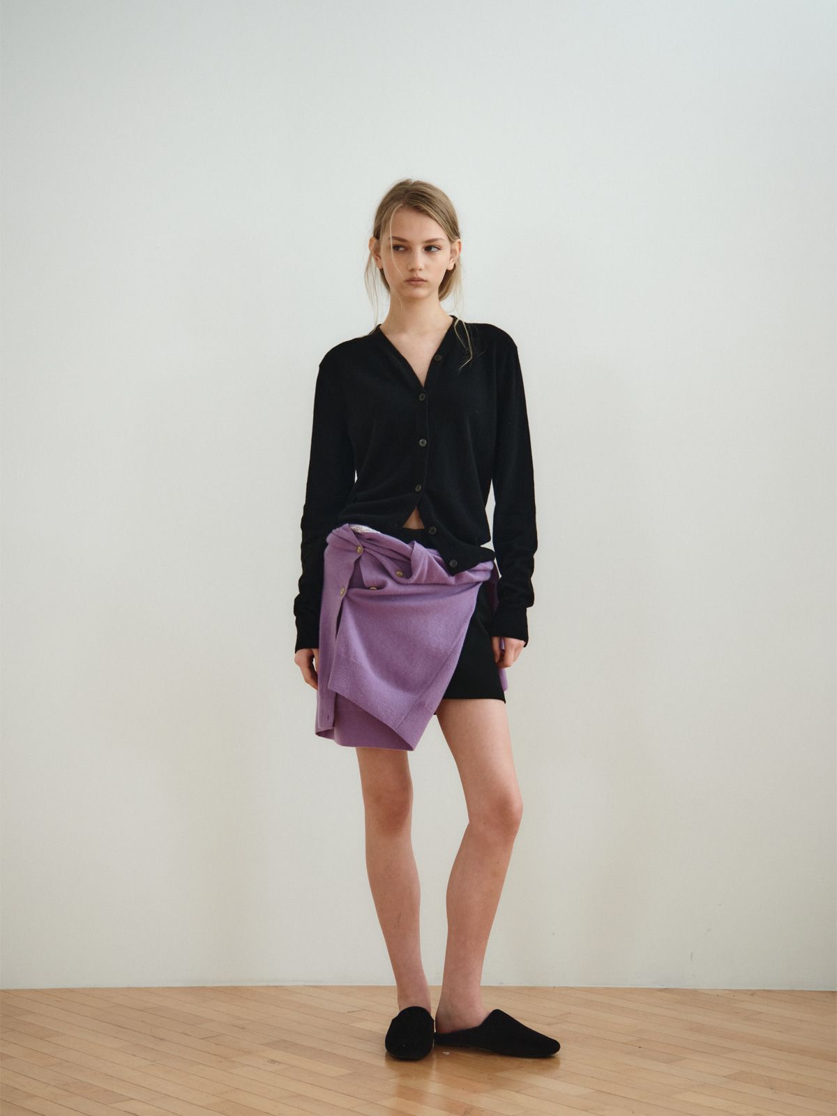 리플레인(REPLAIN) CASHMERE BLEND V-NECK CARDIGAN