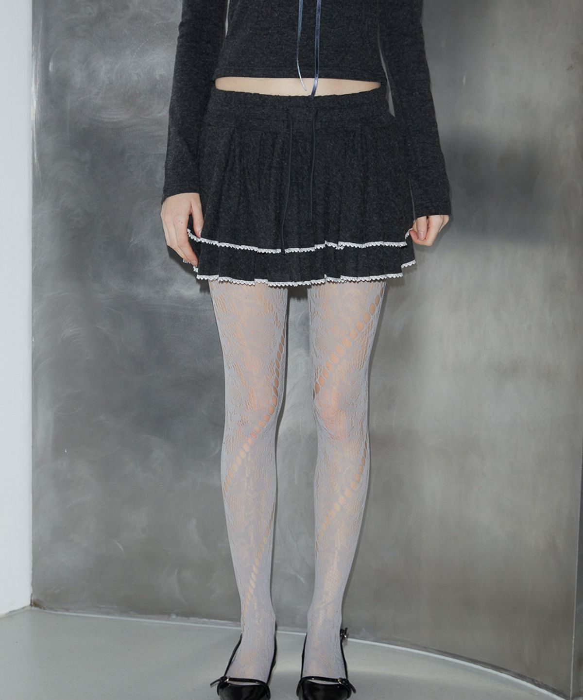 로제프란츠(ROSEFRANTZ) Lace Cancan Mini Skirt [Charcoal]