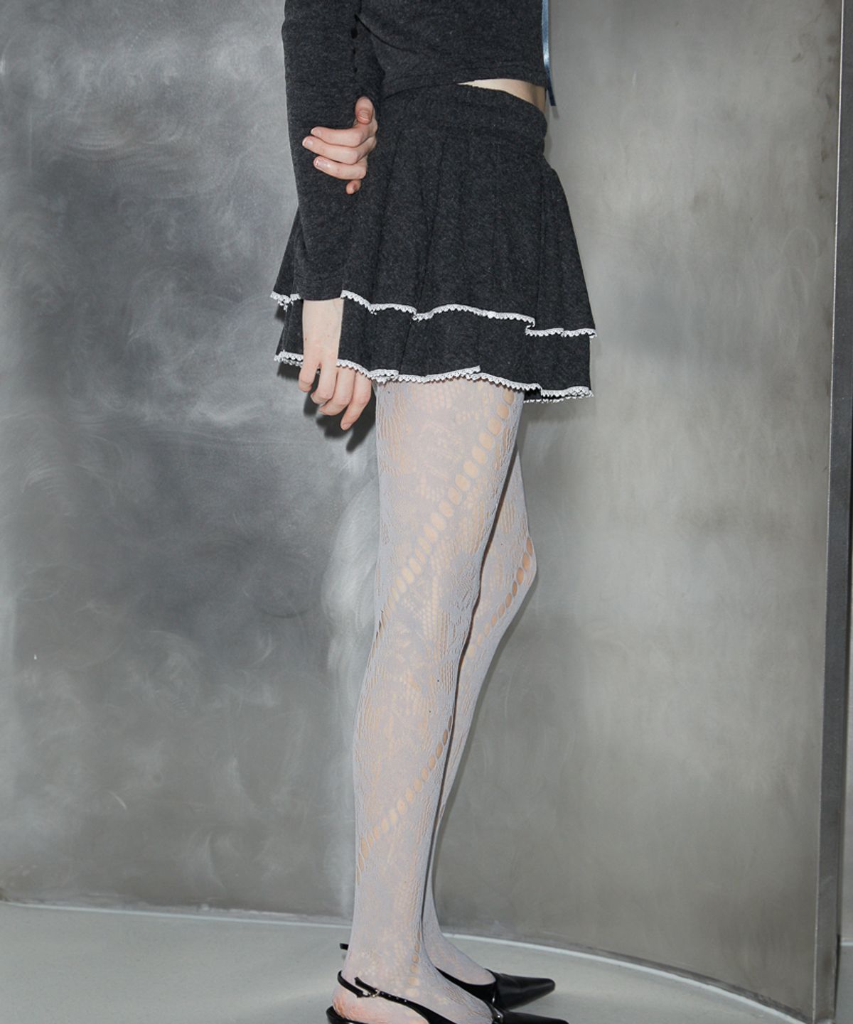 로제프란츠(ROSEFRANTZ) Lace Cancan Mini Skirt [Charcoal]