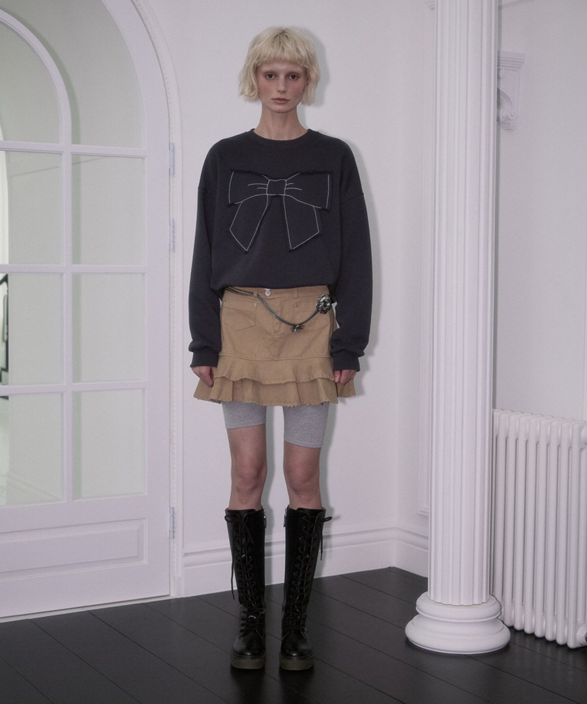 로제프란츠(ROSEFRANTZ) Rebel Layer Frill Mini Skirt [Beige]
