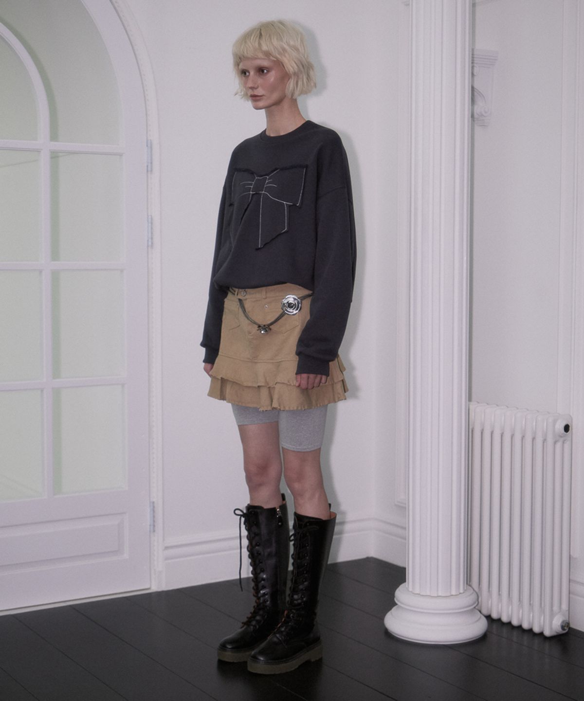 로제프란츠(ROSEFRANTZ) Rebel Layer Frill Mini Skirt [Beige]