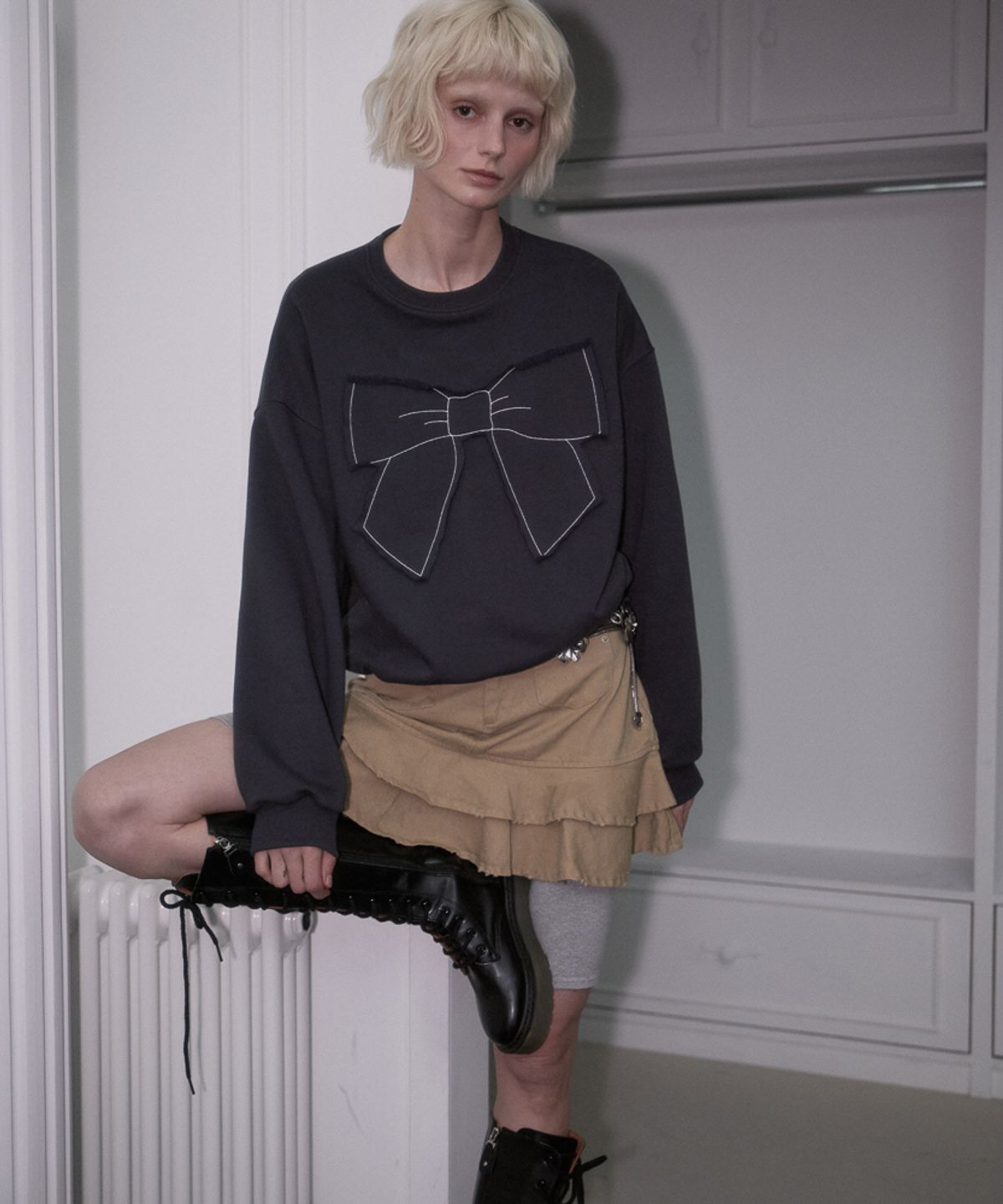 로제프란츠(ROSEFRANTZ) Rebel Layer Frill Mini Skirt [Beige]