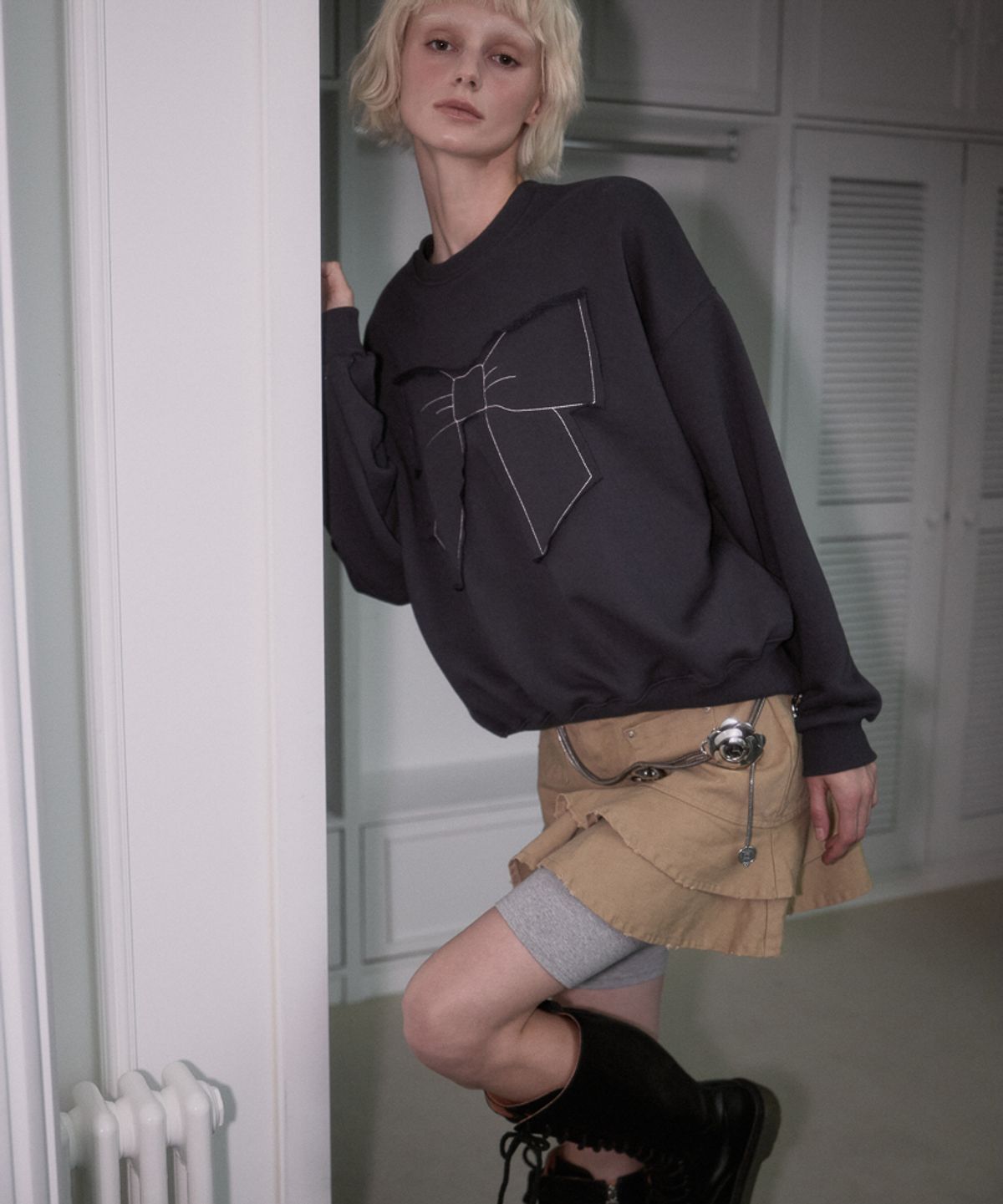 로제프란츠(ROSEFRANTZ) Rebel Layer Frill Mini Skirt [Beige]