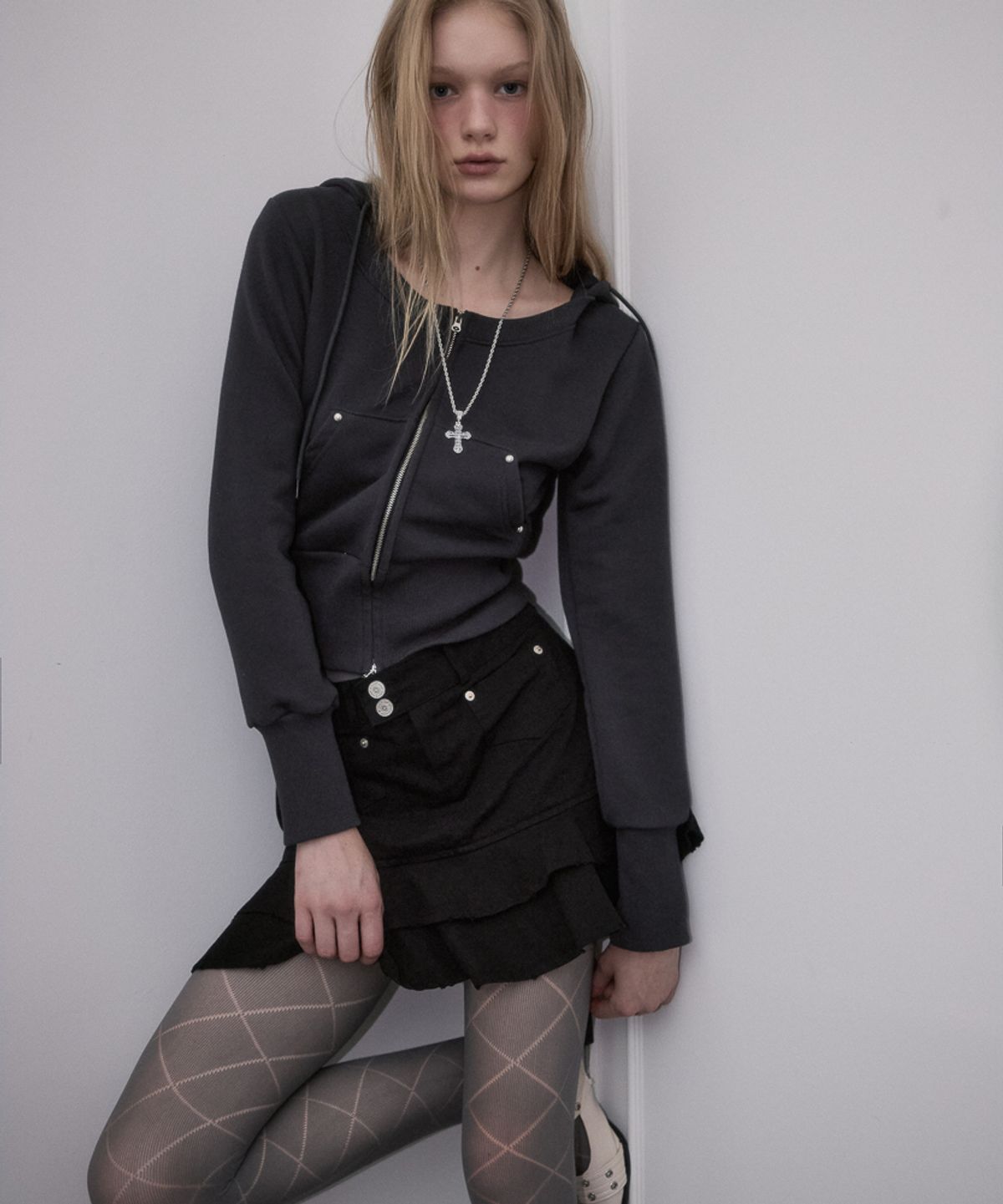 로제프란츠(ROSEFRANTZ) Rebel Layer Frill Mini Skirt [Black]