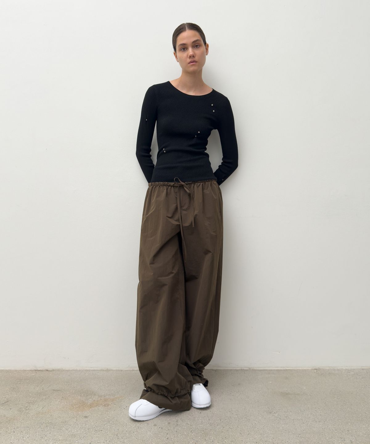 다이애그널(DIAGONAL) LAYERED STRAP TROUSERS (brown)