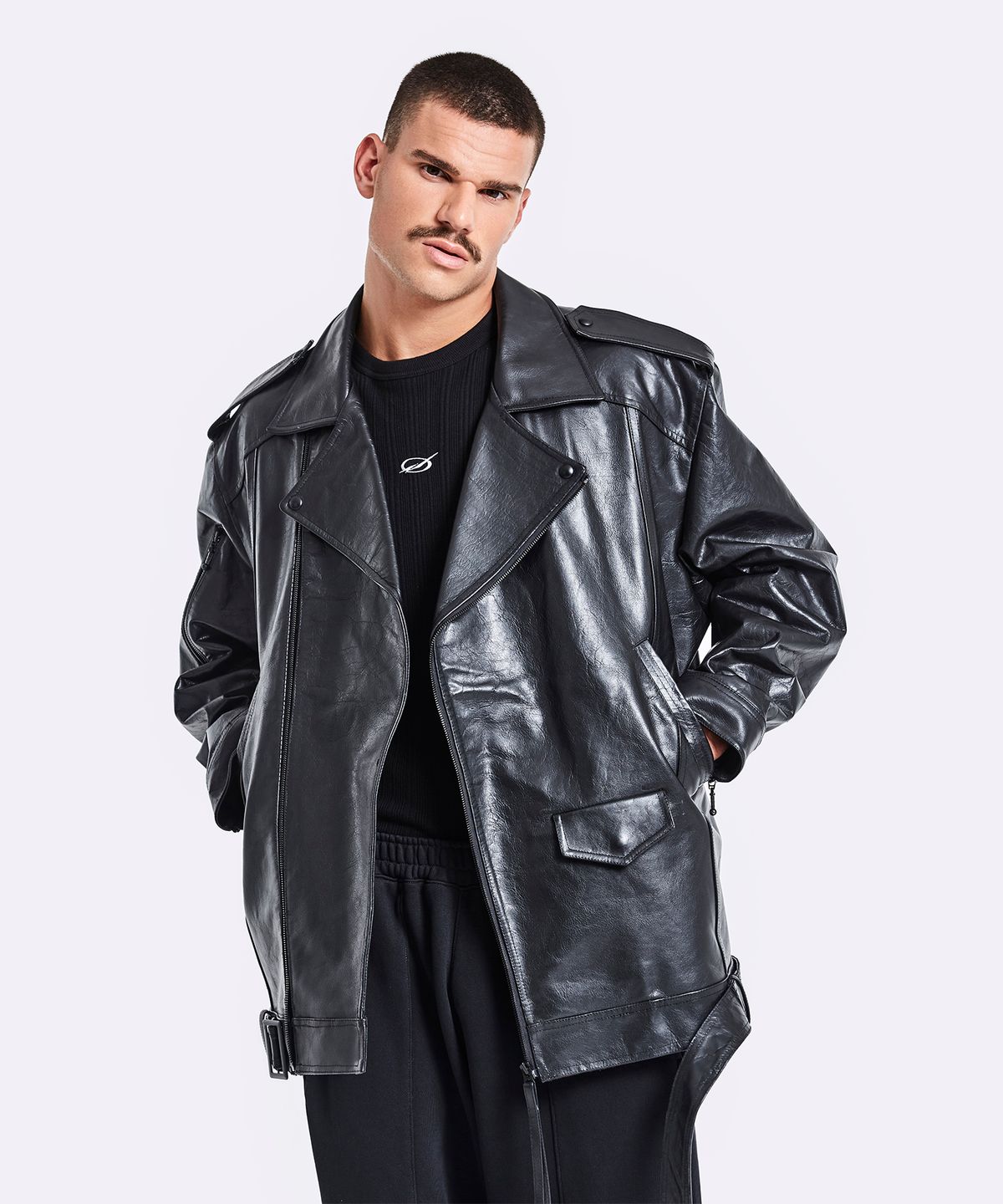 51퍼센트(51PERCENT) Oversized rider jacket - Black