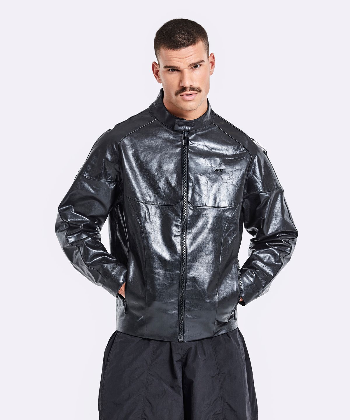 51퍼센트(51PERCENT) Banding rider leather jacket - Black