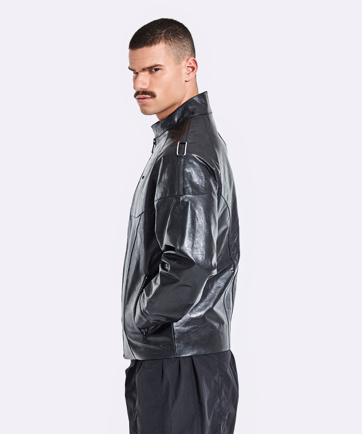 51퍼센트(51PERCENT) Banding rider leather jacket - Black