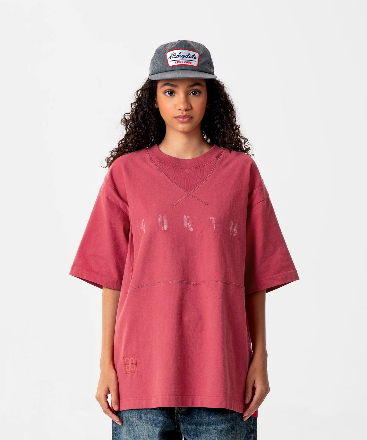 미드업데이트(MIDUPDATE) Garment Dye Stitch Print T-shirt_2color