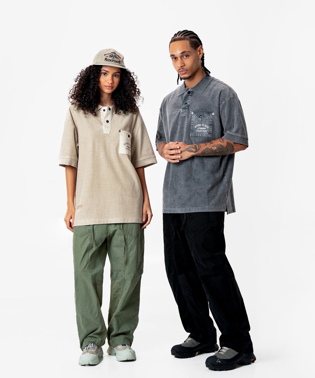미드업데이트(MIDUPDATE) Garment Dye Print Polo Shirt_2color