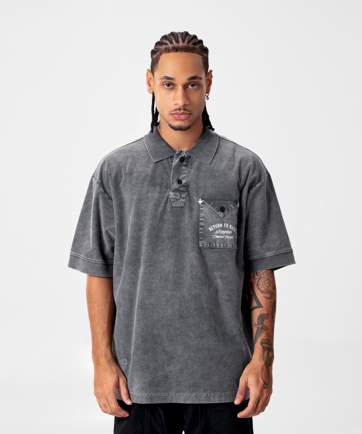 미드업데이트(MIDUPDATE) Garment Dye Print Polo Shirt_2color