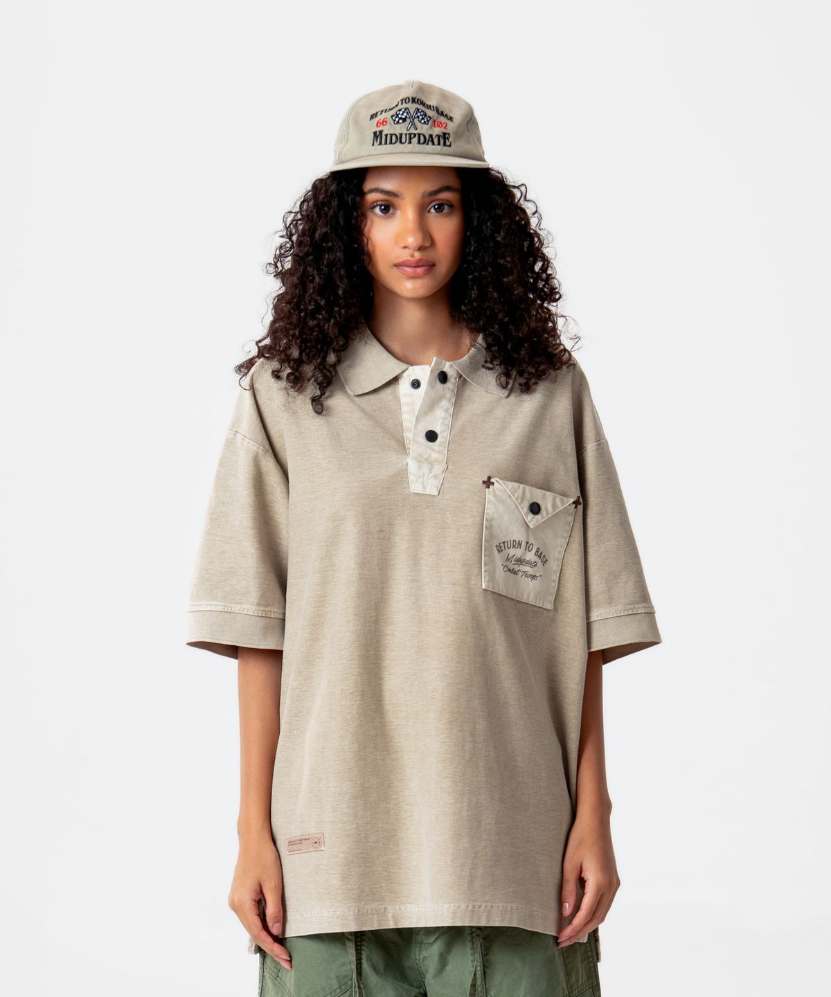 미드업데이트(MIDUPDATE) Garment Dye Print Polo Shirt_2color